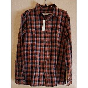 No Boundaries Mens Long Sleeve Plaid Shirt Bear Red Combo Size L